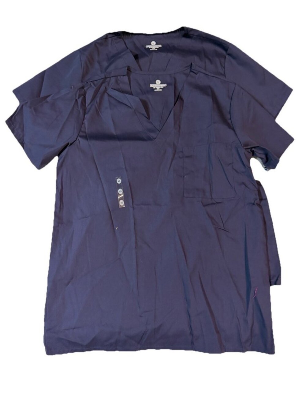 Lot Bundle of 2: White Swan V-neck Short Sleeve Unisex Scrub Tops -XS- Navy Blue